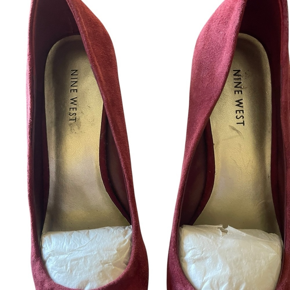NINE WEST  Women’s Pump Heels FINLAY Brick Red Suede Shoes Size: 10M - Picture 6 of 7